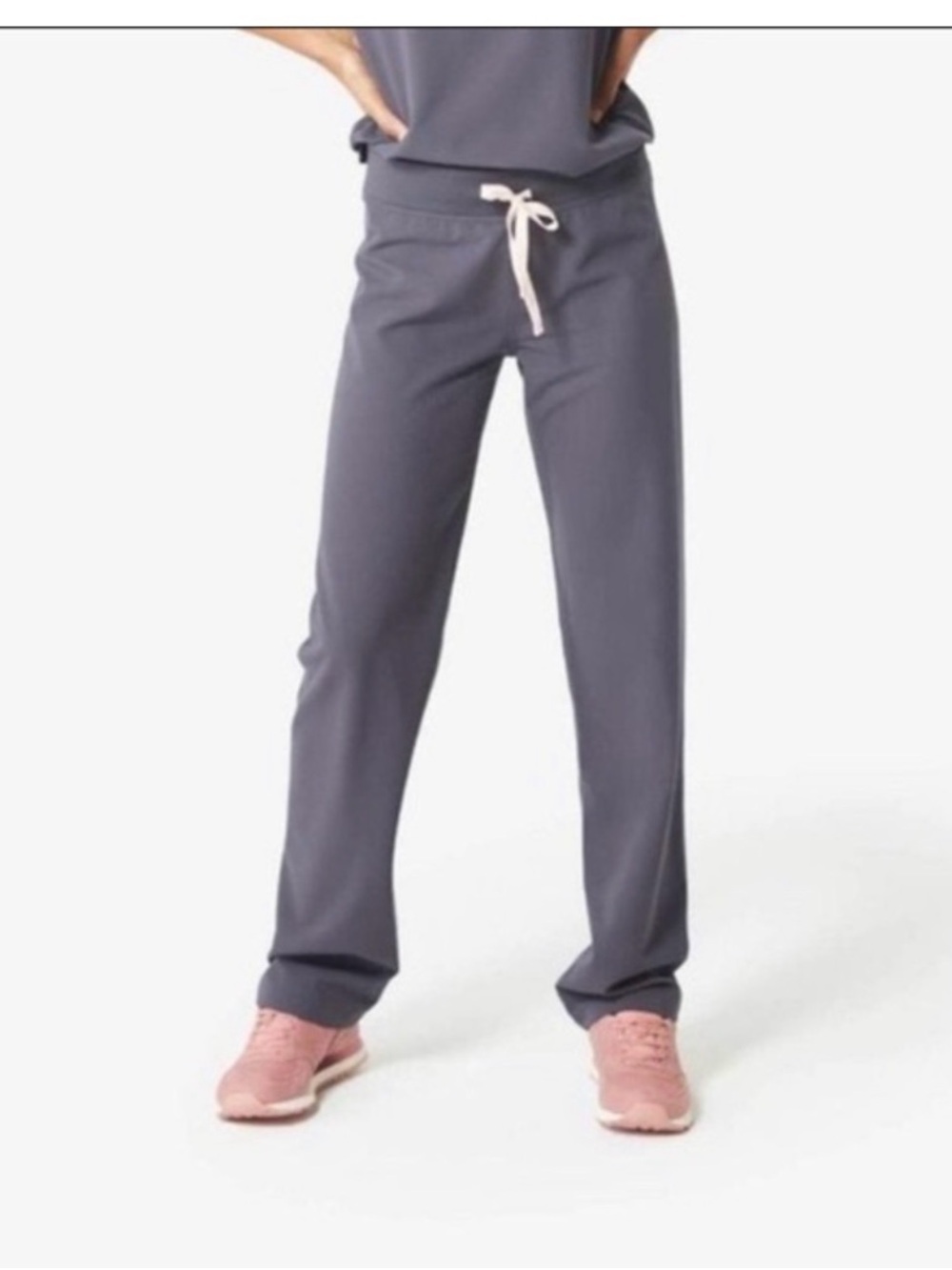 Figs Light Charcoal with Light Pink Drawstring